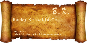 Berky Krisztián névjegykártya