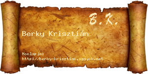Berky Krisztián névjegykártya